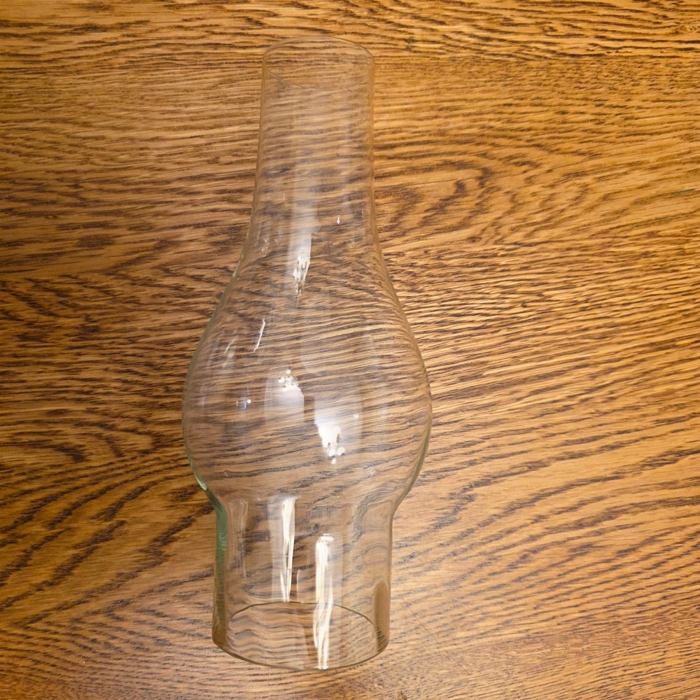 Vintage 7 Inch Clear Glass Hurricane Lamp Chimney Replacement Bulged Shade Chip